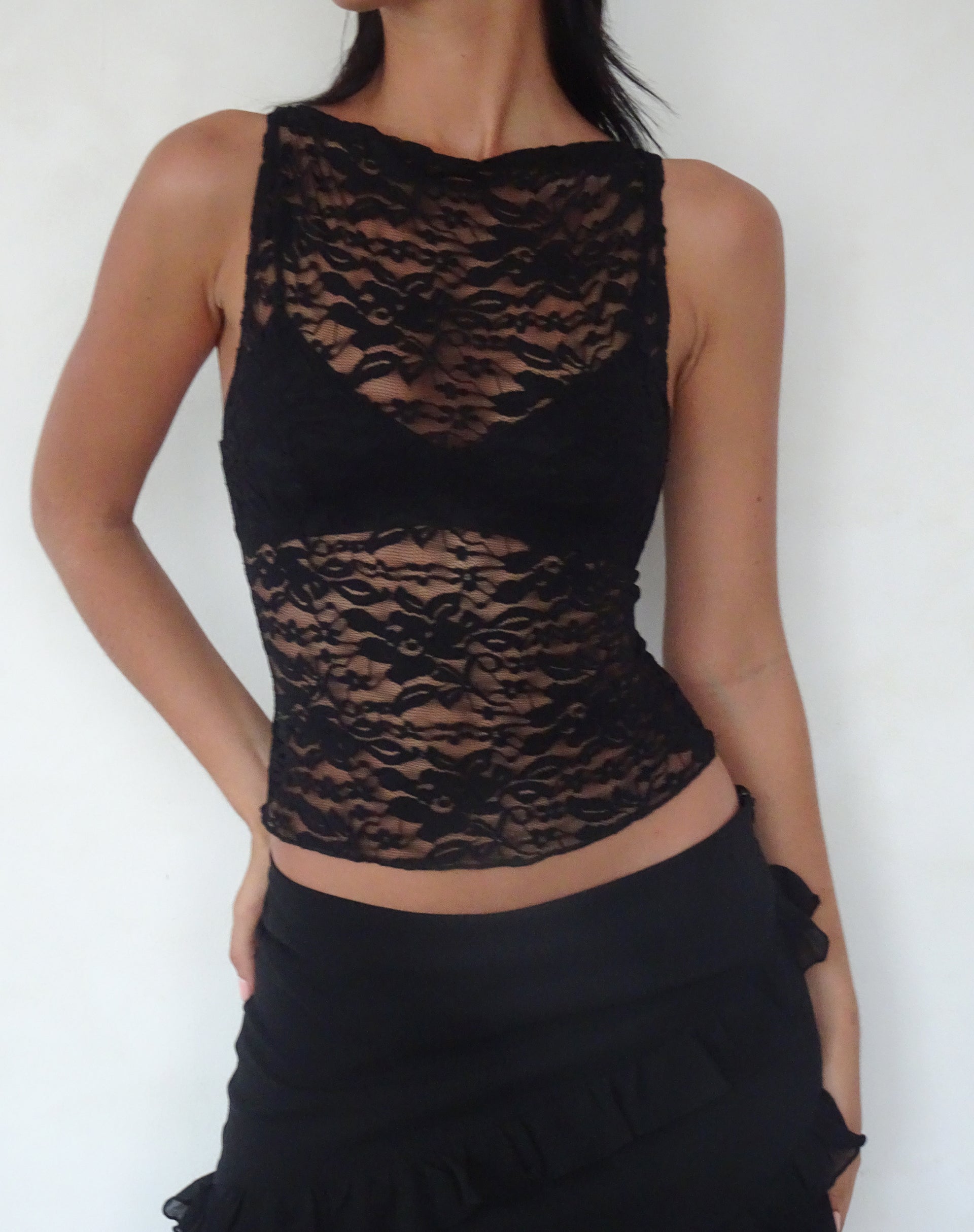 Black Lace Vest Top Dwira – motelrocks-com-aus1