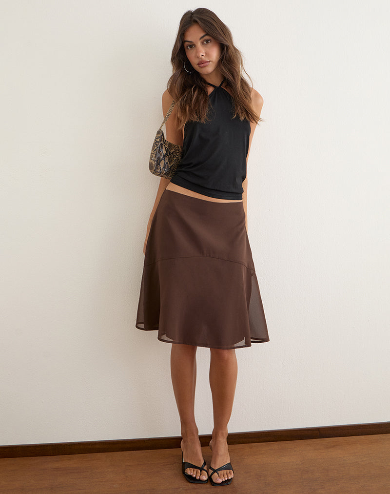 Image of Namora Midi Skirt in Chiffon Brown