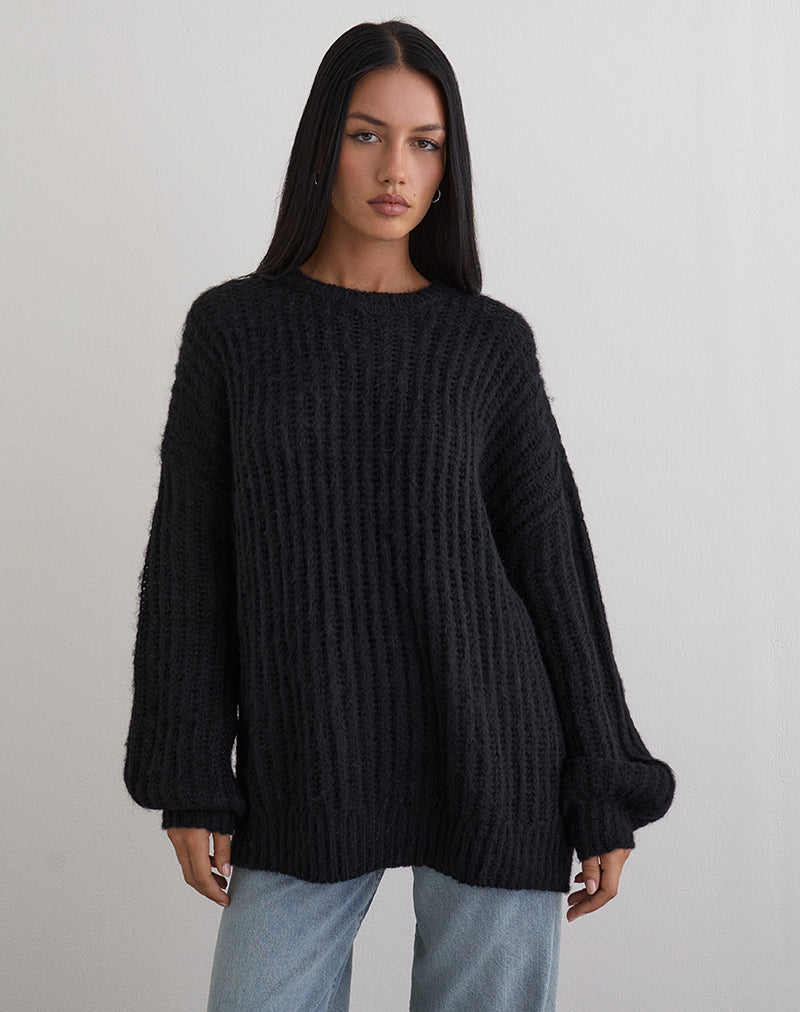 Daren Knitted Oversized Jumper in Black