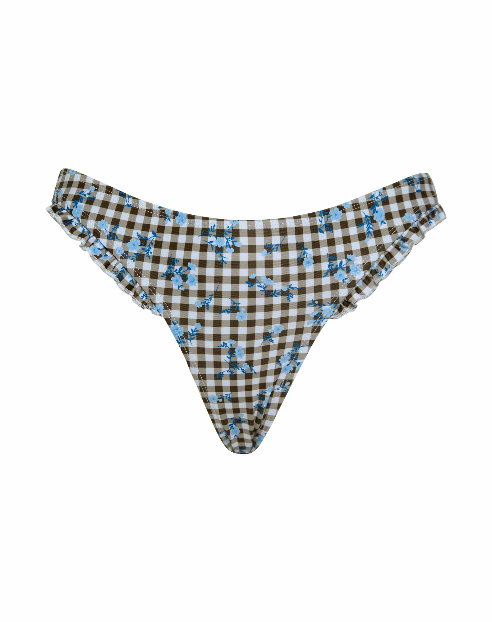 Image of Effie Bikini Bottom in Floral Gingham Brown