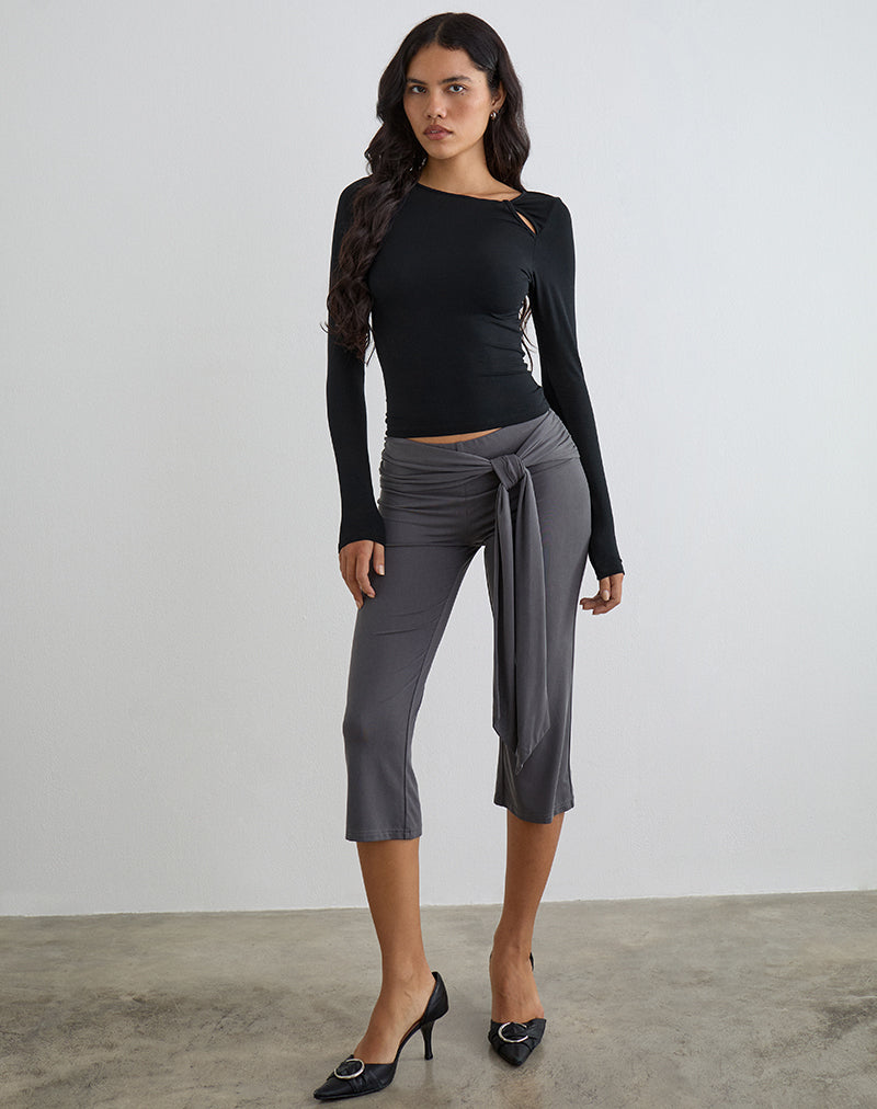 Image of Effy Tie Side Cupro Capri in Dark Grey