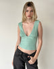 Image of Ekila Plunge Top in Textured Jersey Teal