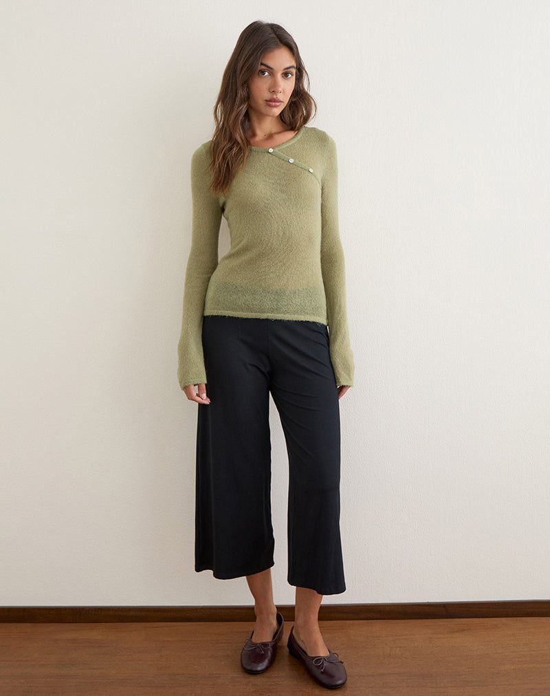 Image of Elanur Long Sleeve Top in Sheer Knit Sage Green