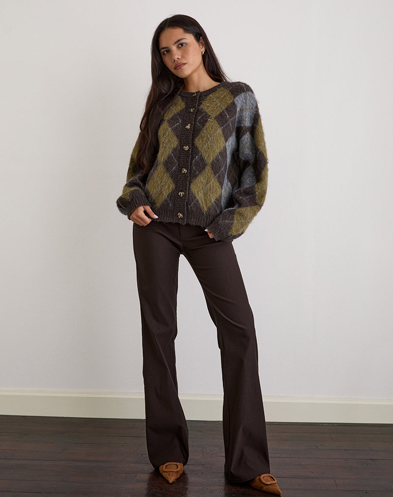 Image of Eliana Cardigan in Knit Argyle Brown