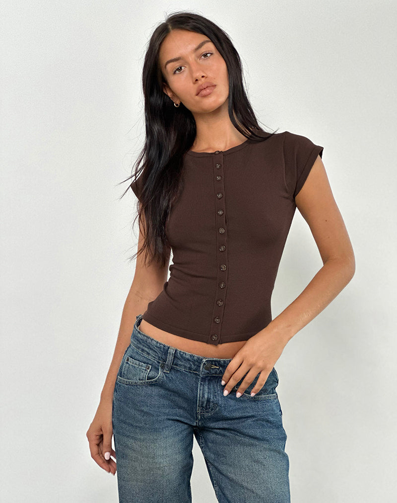 Image of Elmira Top in Knit Bitter Chocolate