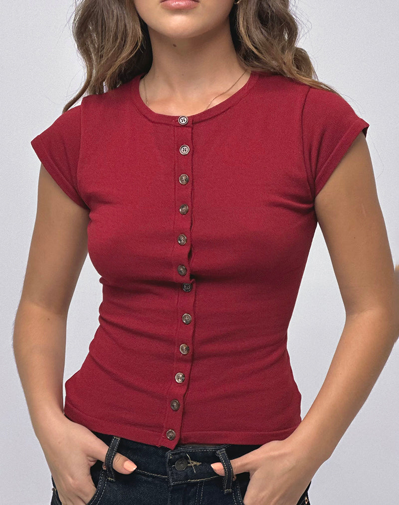 Elmira Top in Knit Burgundy