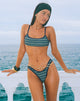 Image of Elvina Bikini Top in Irregular Stripe Green