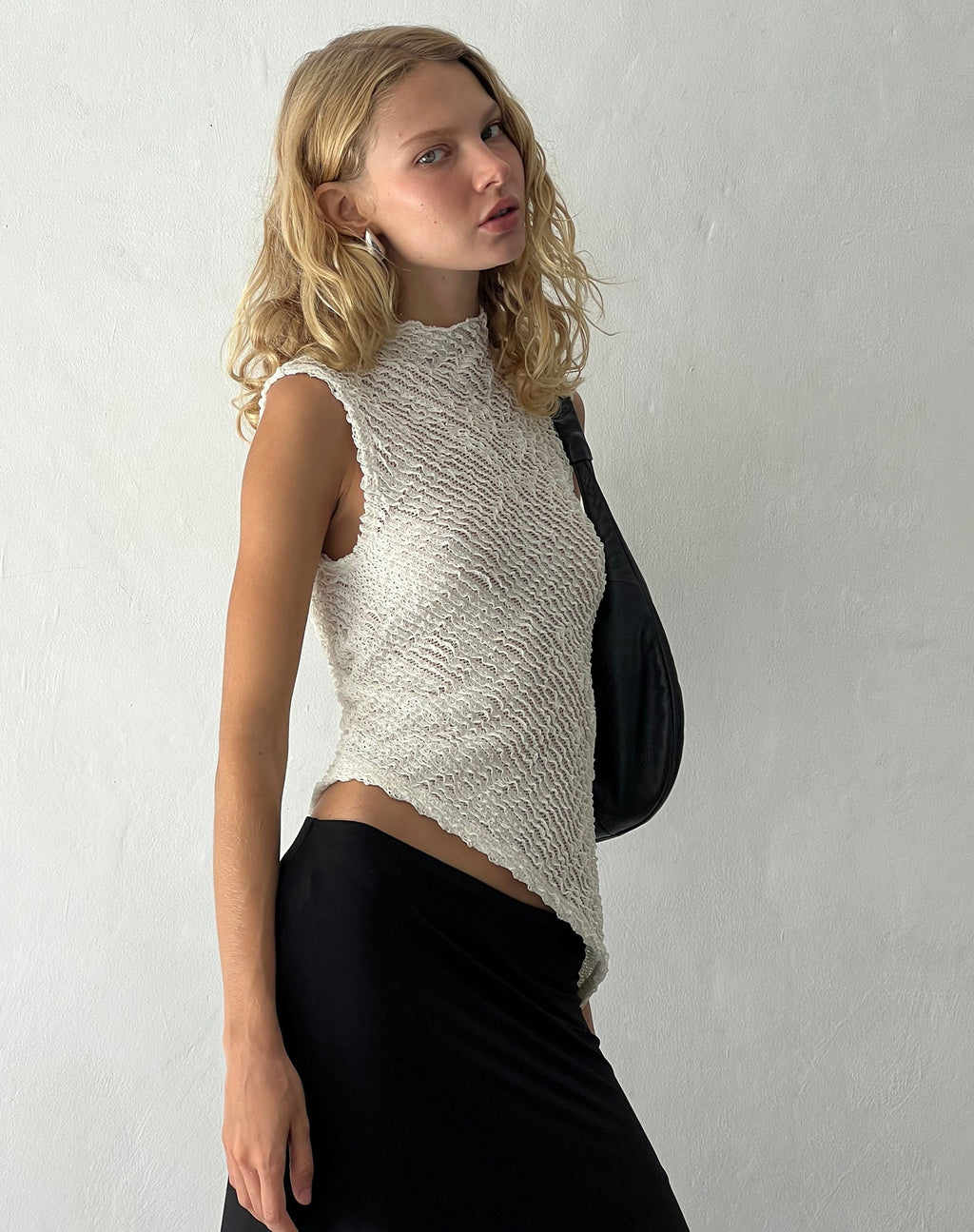 Ember Sleevless Top in Textured Ivory