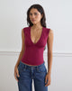 Image of Emberly Plunge Top in Burgundy
