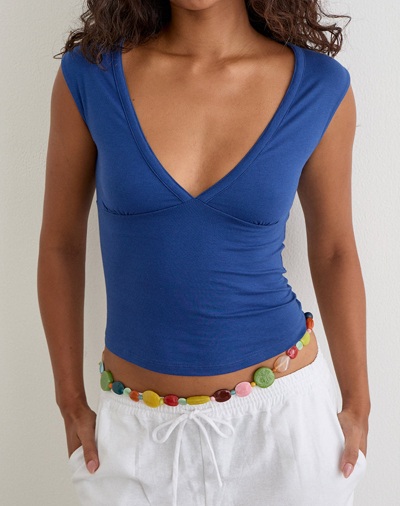 Emberly Plunge Top in Dazzling Blue