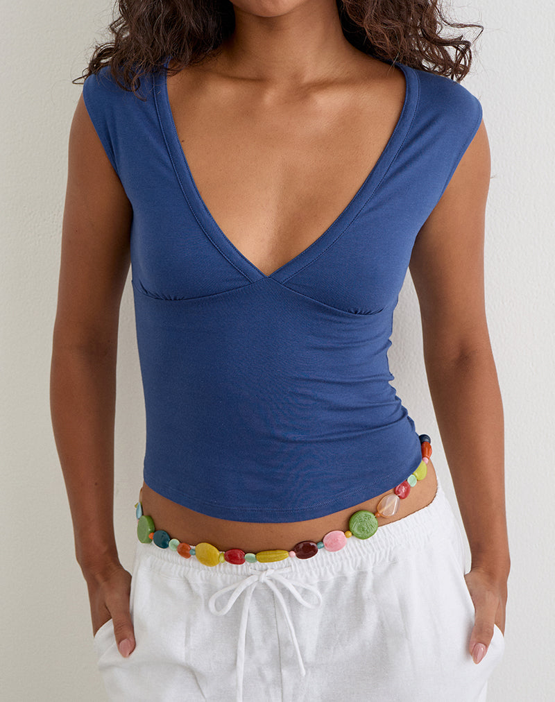 Emberly Plunge Top in Dazzling Blue