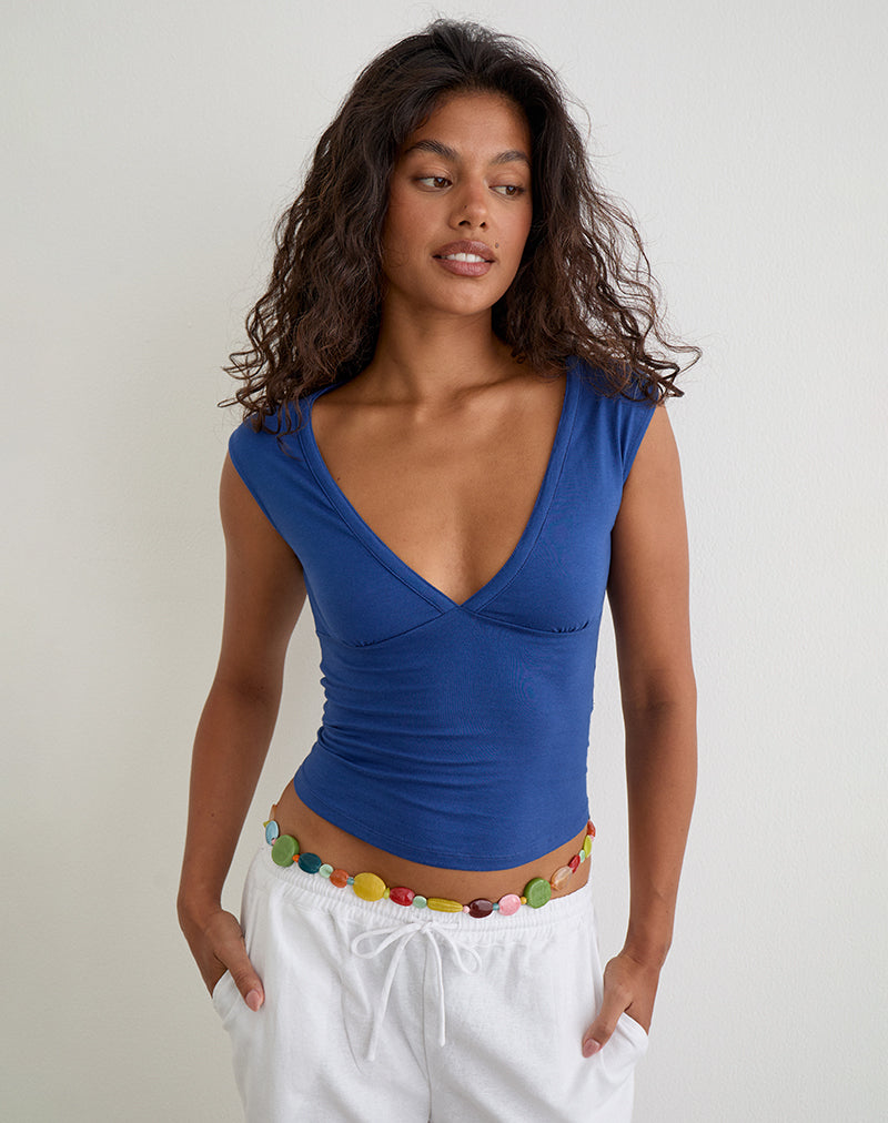 Emberly Plunge Top in Dazzling Blue