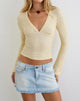 Image of Emesy Long Sleeve Top in Butter Yellow with Micro Polka Dots