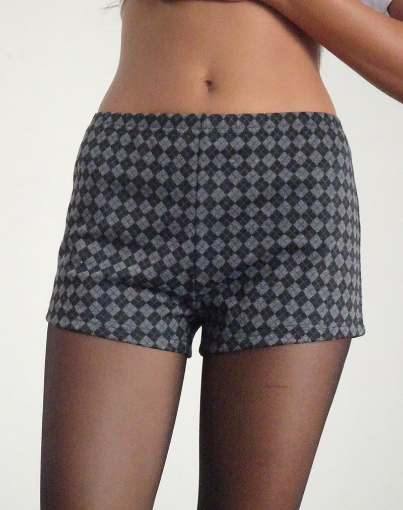 Emier Shorts in Argyle Black Grey