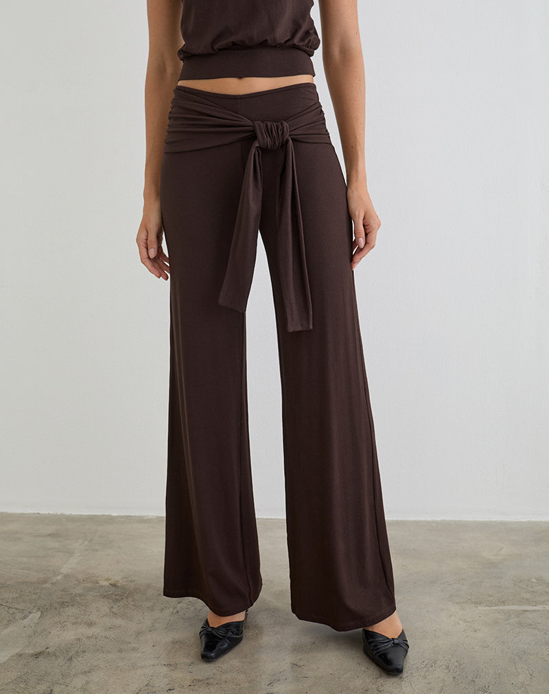 Image of Esata Wrap Trouser in Bitter Chocolate
