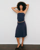 Image of Esenia Midi Skirt in Cupro Navy