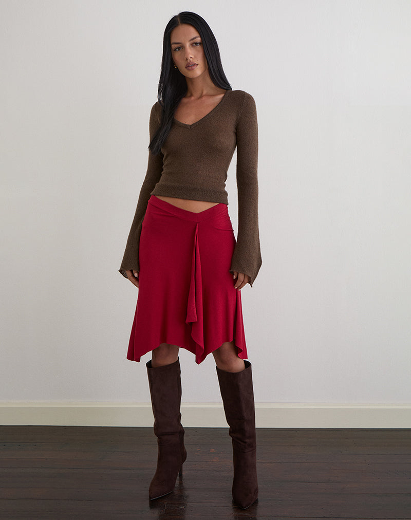 Image of Esmeray Midi Skirt in Adrenaline Red