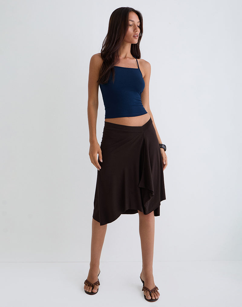 Image of Esmeray Midi Skirt In Chocolate Brown
