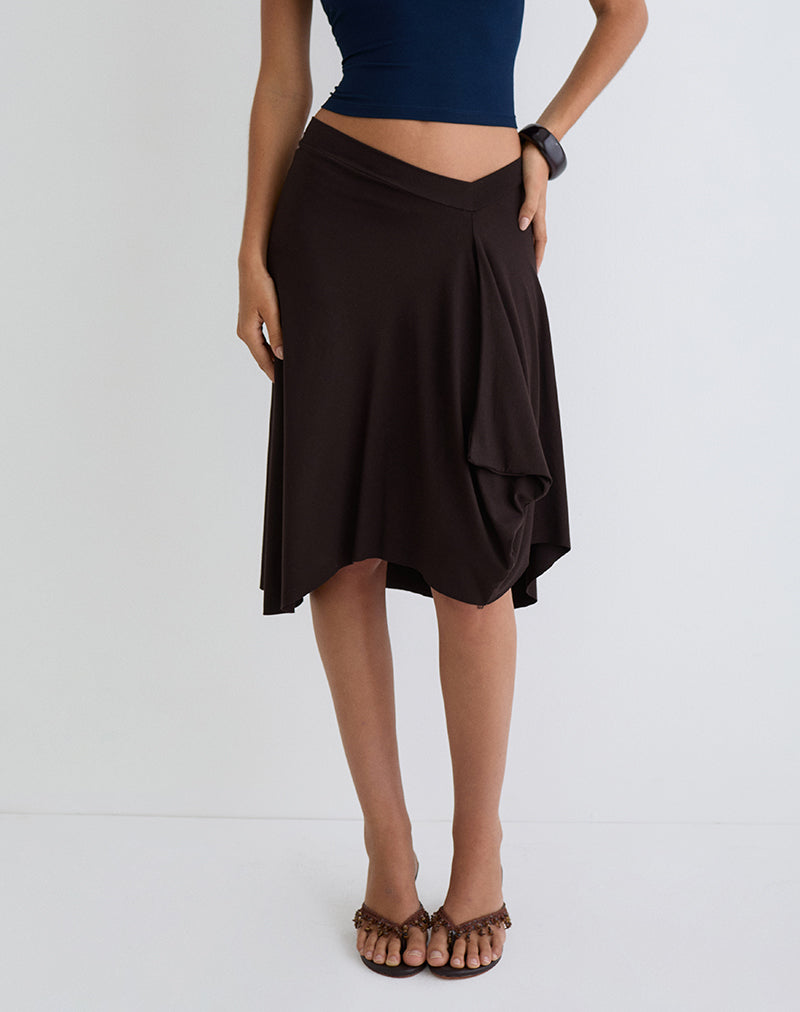 Image of Esmeray Midi Skirt In Chocolate Brown