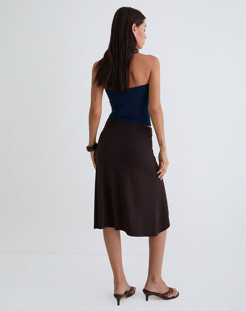 Image of Esmeray Midi Skirt In Chocolate Brown