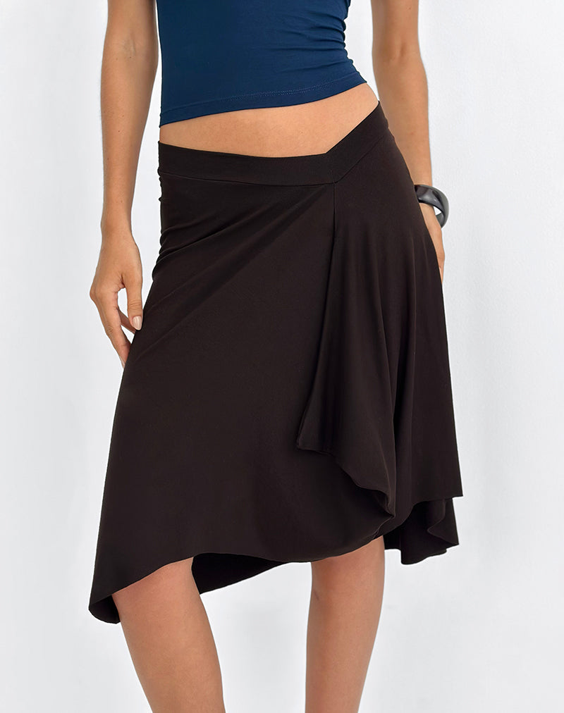 Image of Esmeray Midi Skirt In Chocolate Brown