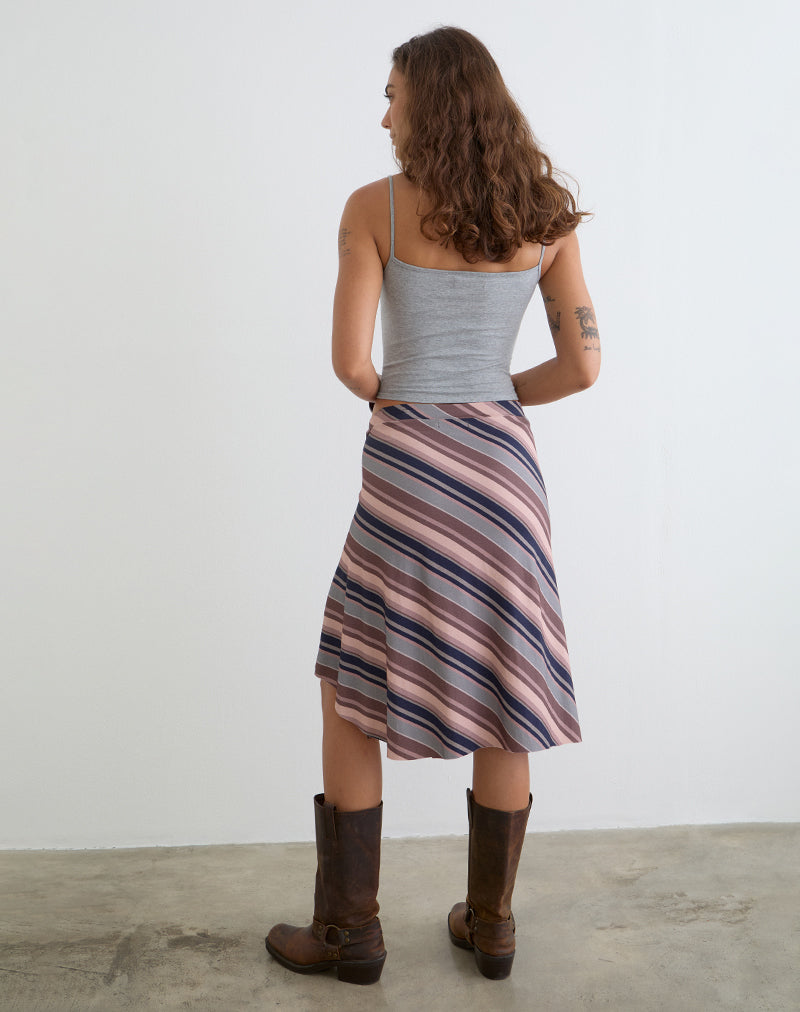 Image of Esmeray Midi Skirt in Mixed Stripe Brown