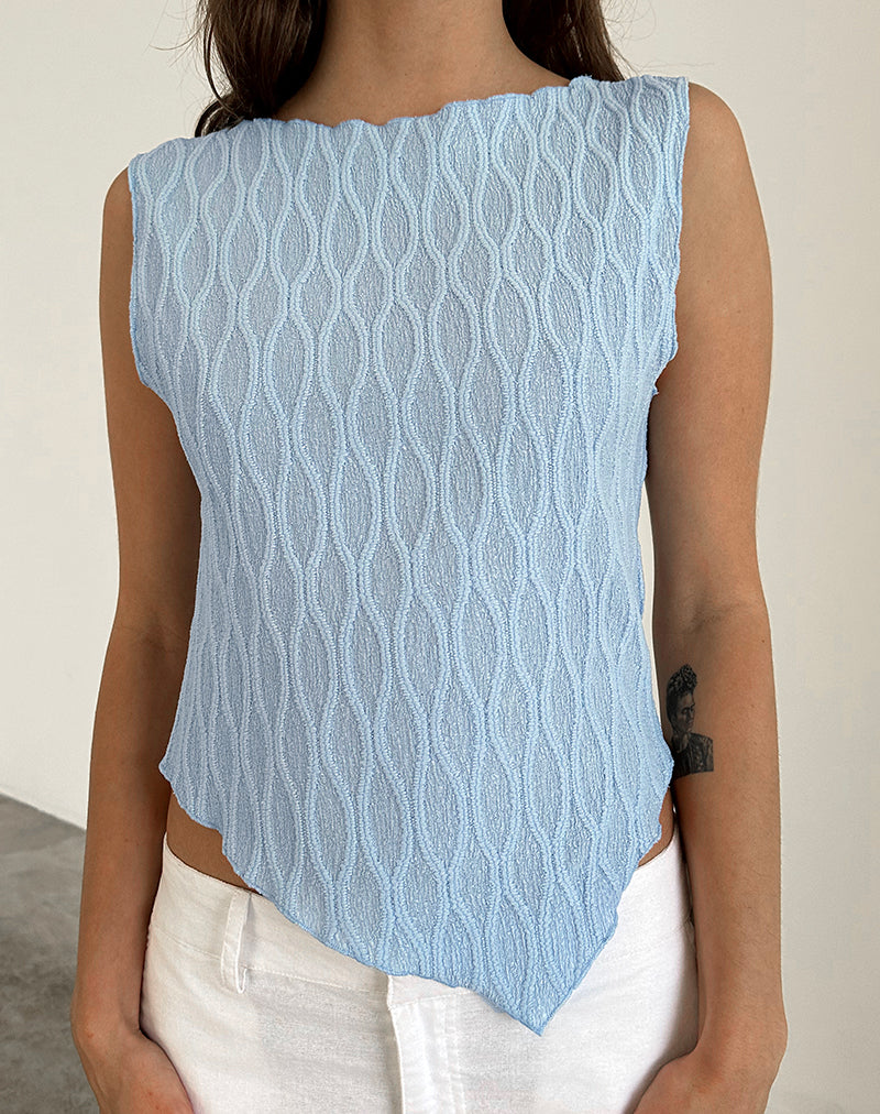 Image of Etta Vest Top in Crinkle Blue
