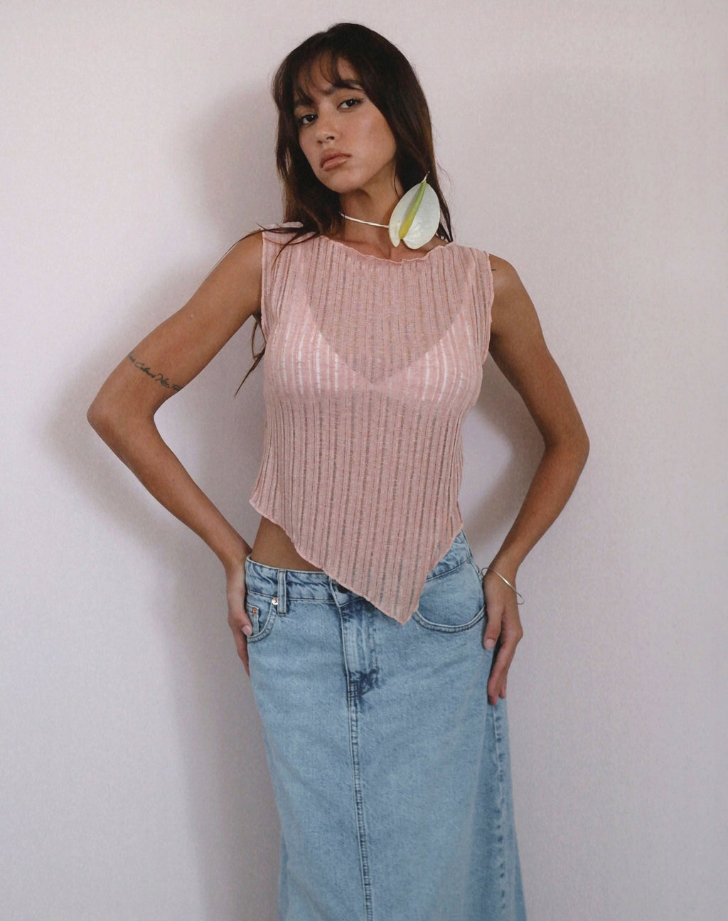 Etta Knitted Vest Top In Pink