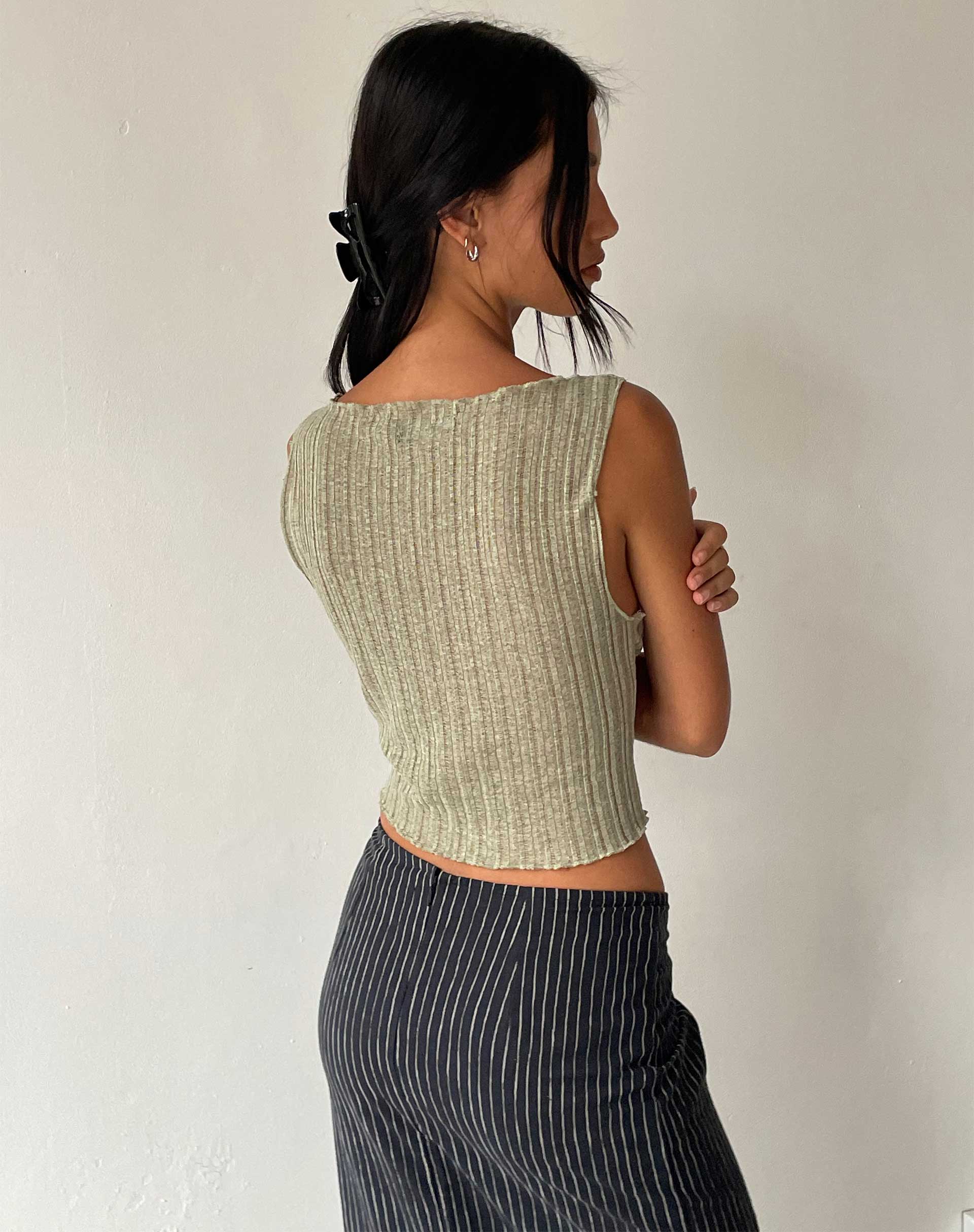image of Etta Knitted Vest Top in Sage