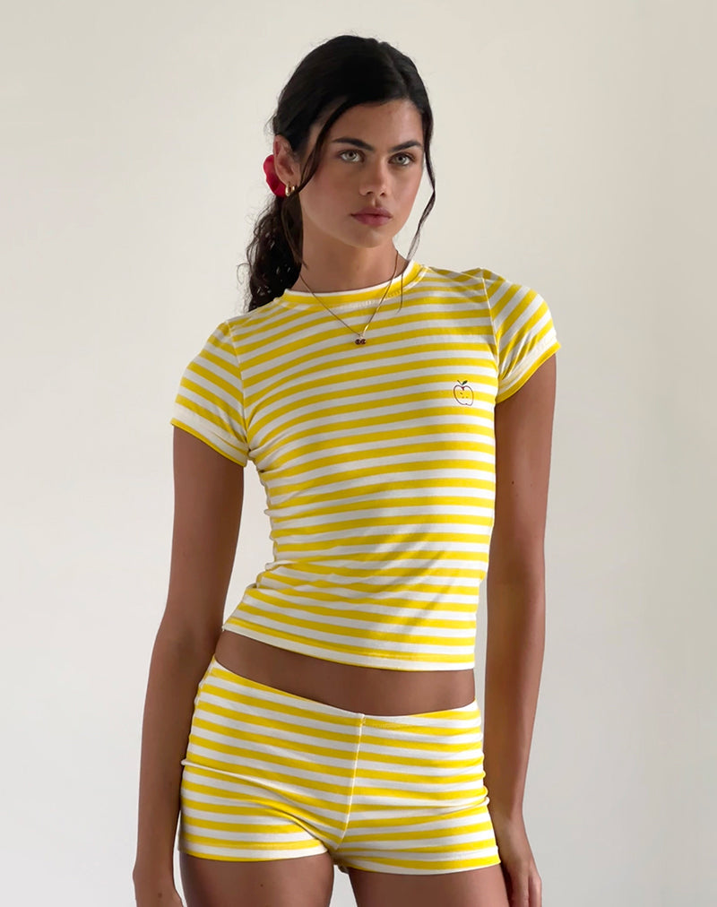 Eunia Shorts in Yellow and White Stripe