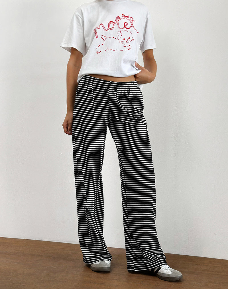 Eunice Trouser in Black and White Stripe