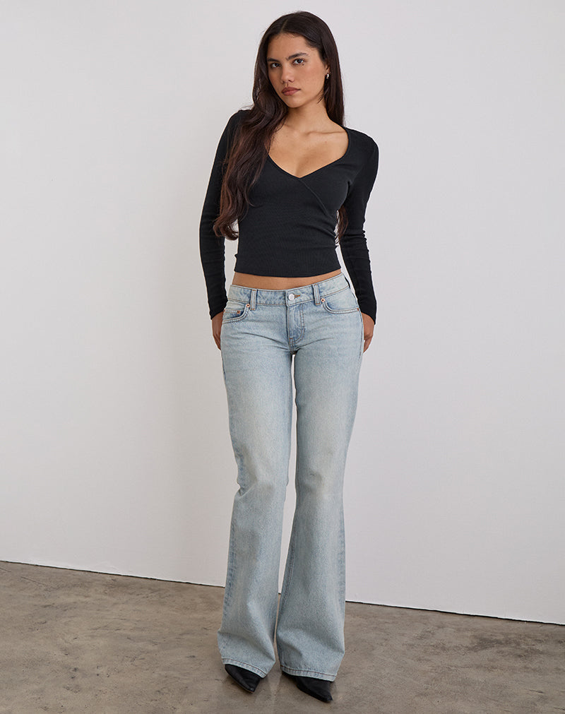 Breeze Blue Wash Extra Low Rise Flare Leg Denim Jeans | Extra Low Rise ...