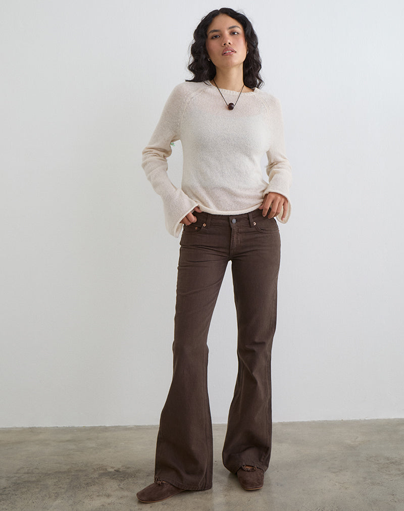 Image of Extra Low Rise Flare Jeans in Dark Chocolate