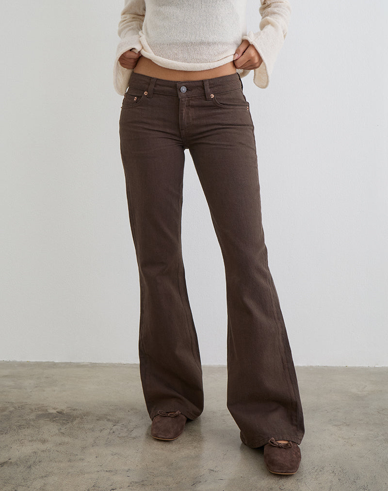 Image of Extra Low Rise Flare Jeans in Dark Chocolate