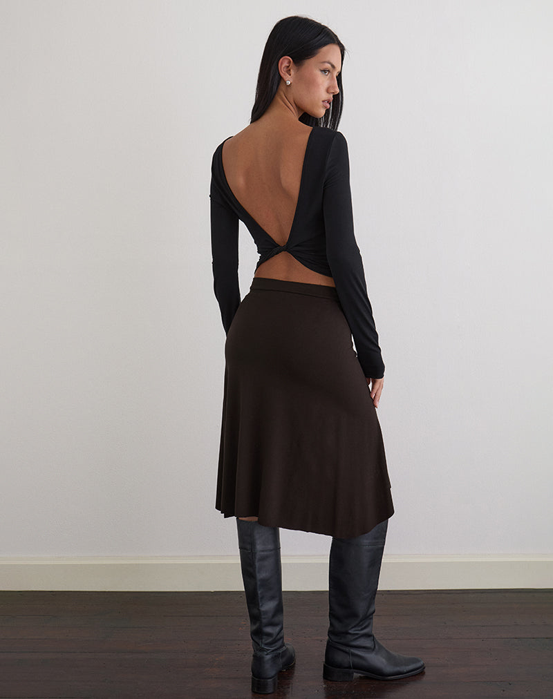 Image of Esmeray Midi Skirt in Chocolate Brown