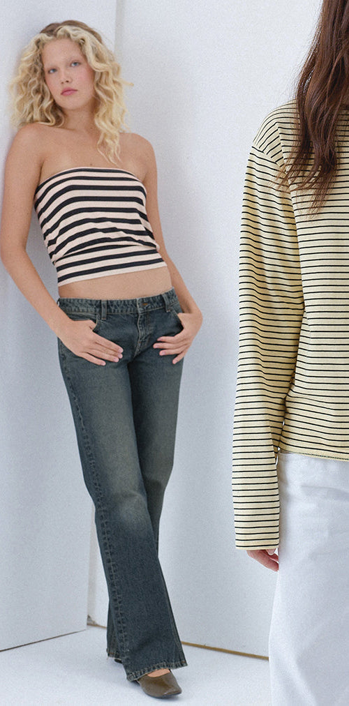 Image of Extra Low Rise Flare Jeans in Dirty Green