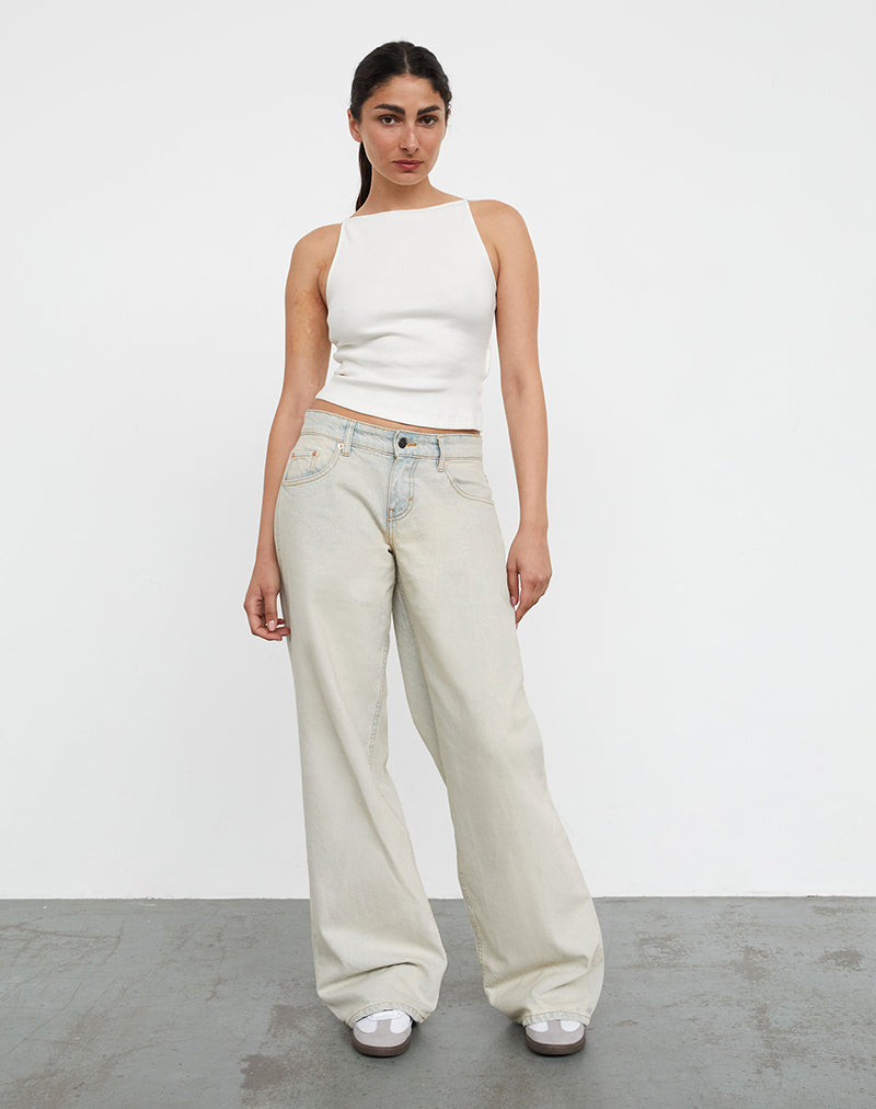 Image of Roomy Extra Wide Low Rise Jeans In Arctic Blue