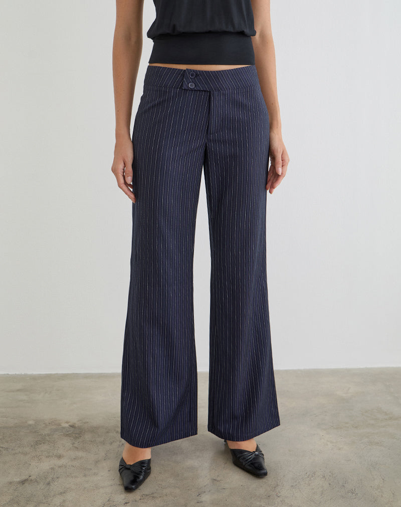 Image of Falita Trouser in Tailoring Navy Stripe