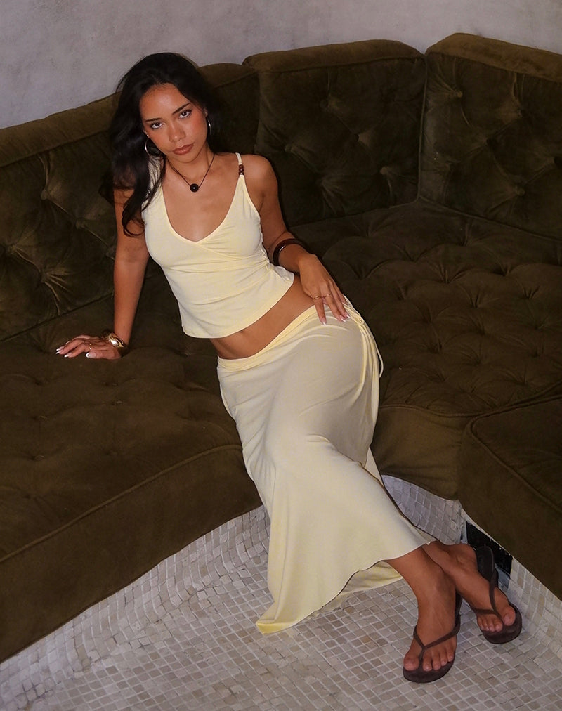 Phemia Maxi Skirt with Beads in Jersey Lemon