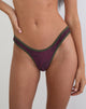 Image of Farida Bikini Bottom in Abstract Zebra Burgundy with Green Binding