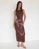 Image of Fayola Maxi Dress in Blurred Floral Print Brown