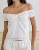 Image of Fayra Bardot Corset Top in Cotton Dobby White