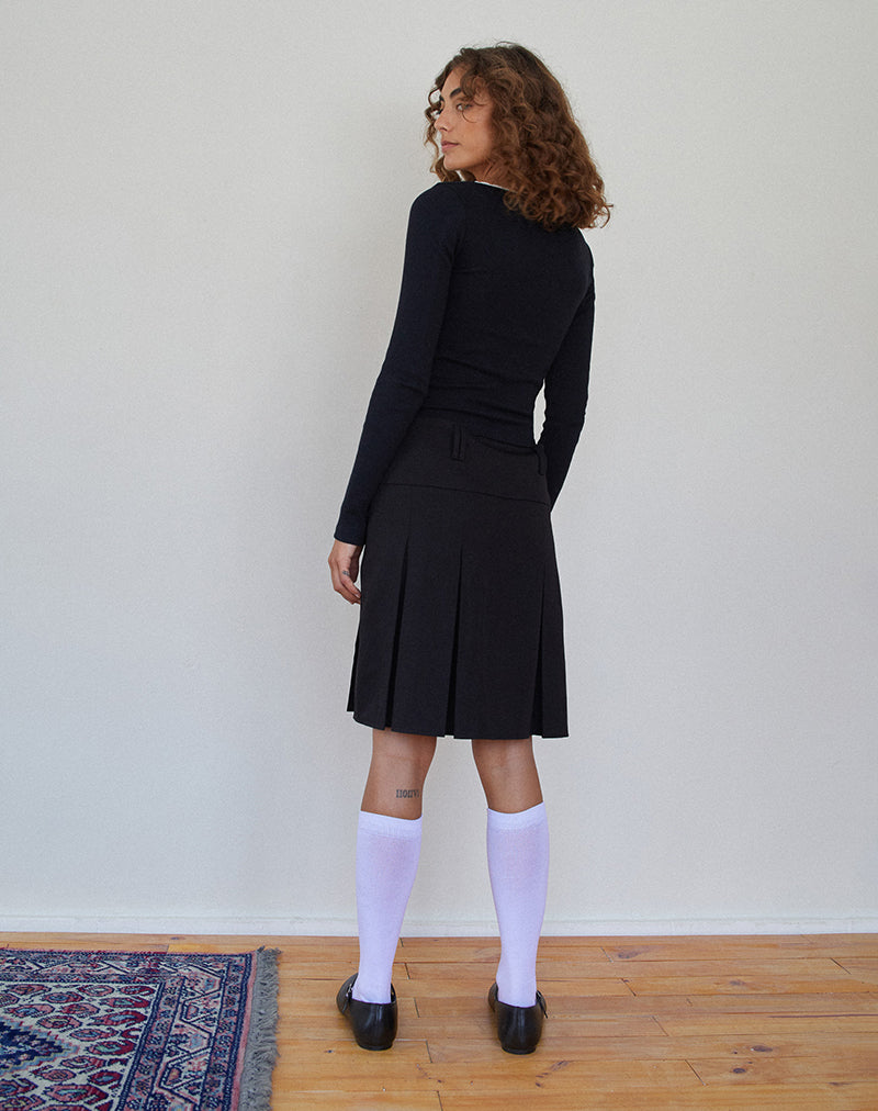 Image of Fermi Pleated Midi Skirt in Tailoring Black
