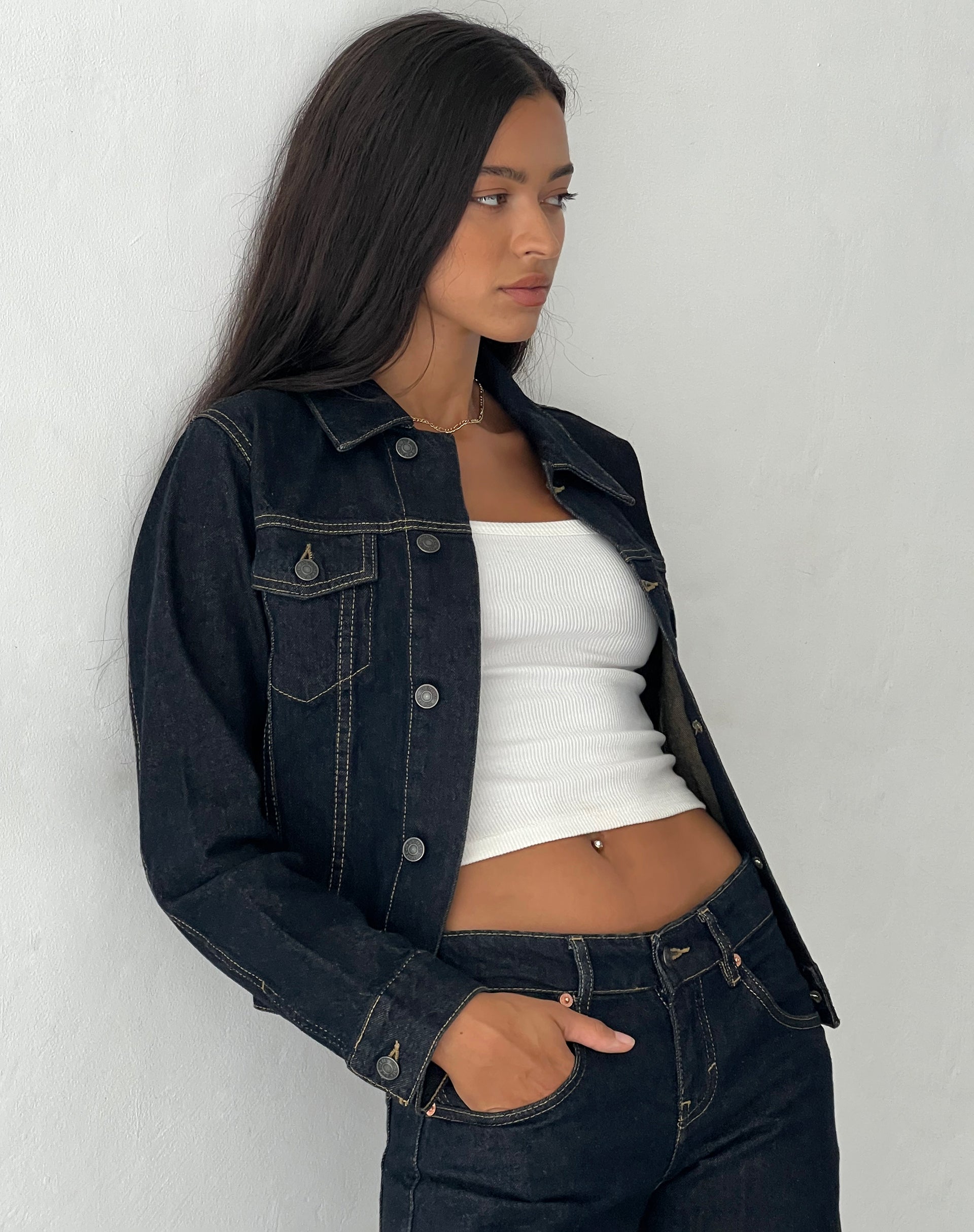 Cropped fitted 2025 denim jacket