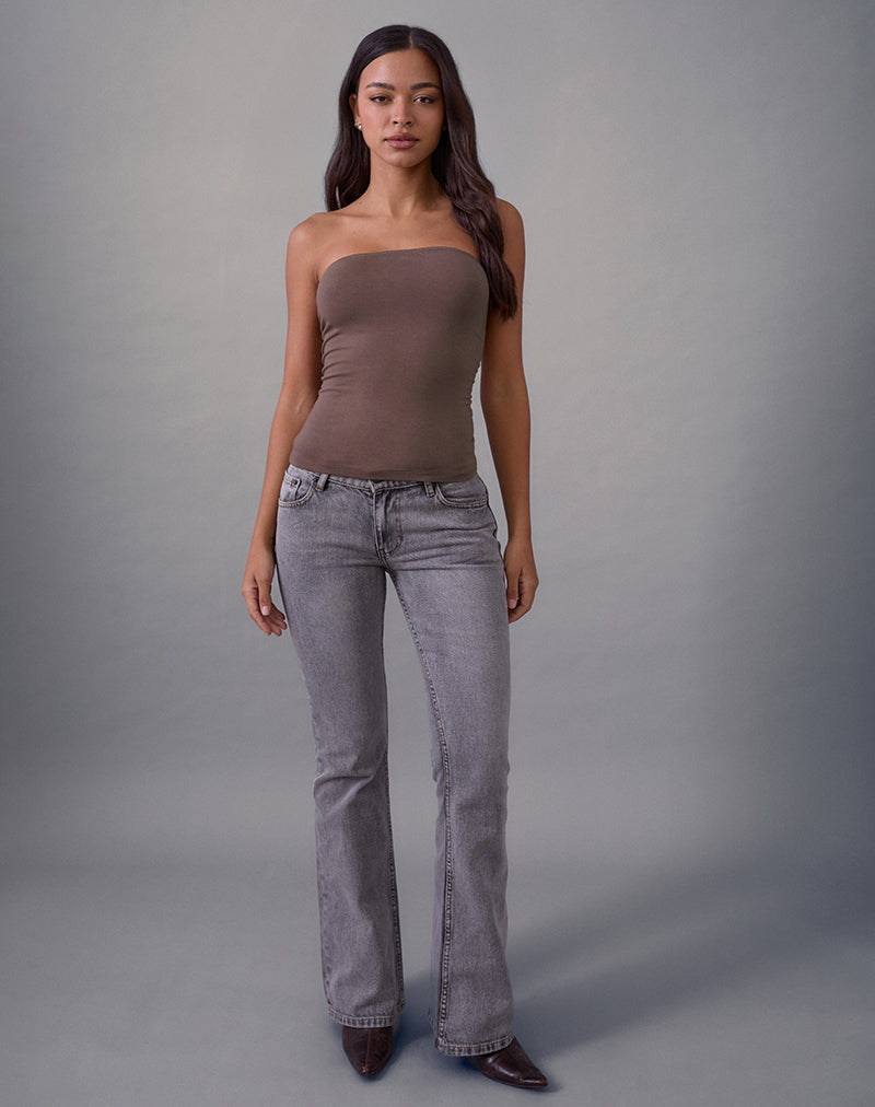 Image of Foster Bandeau Top in Rayon Jersey Deep Taupe