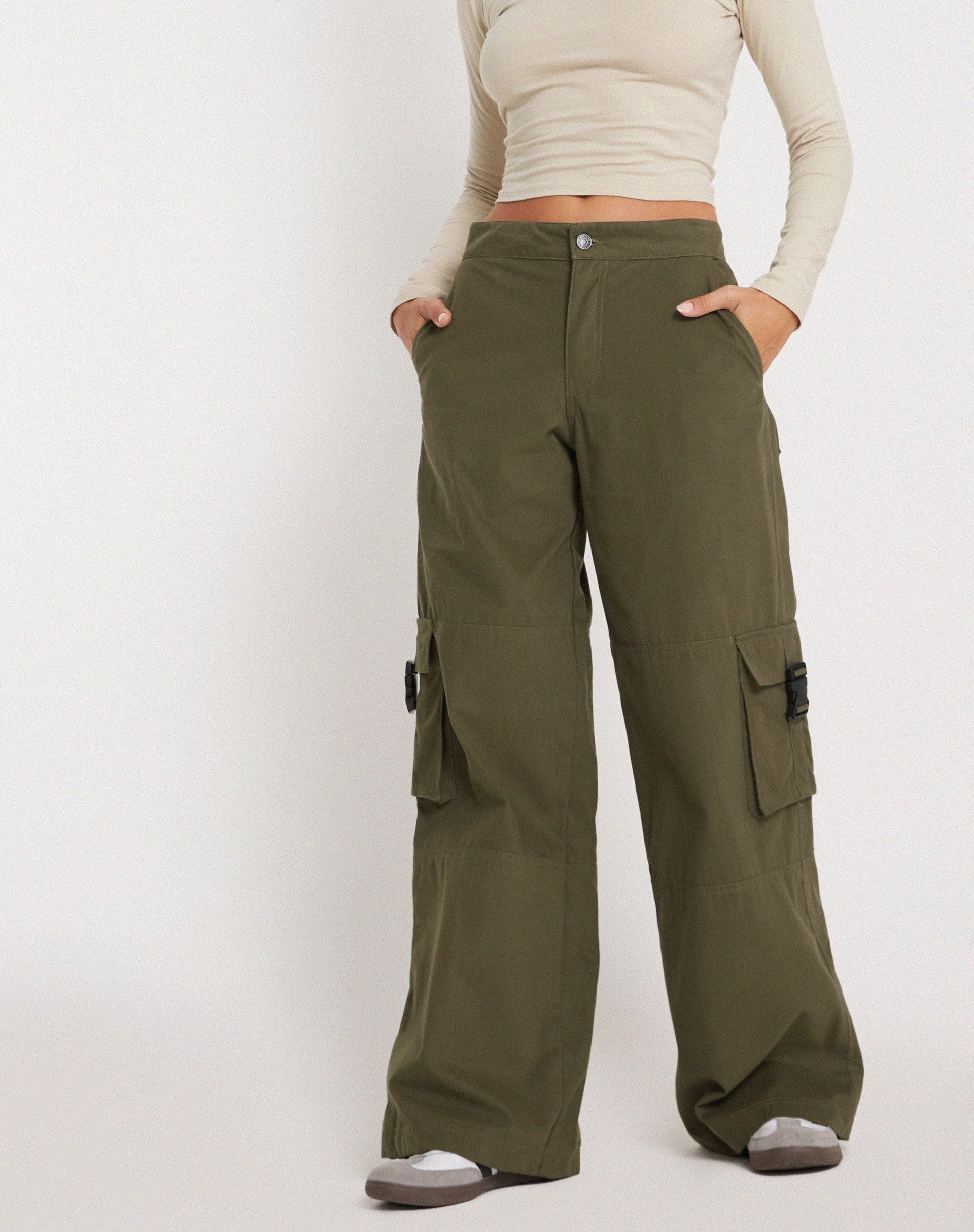 image of Freddy Low Rise Cargo Trouser in Military Khaki