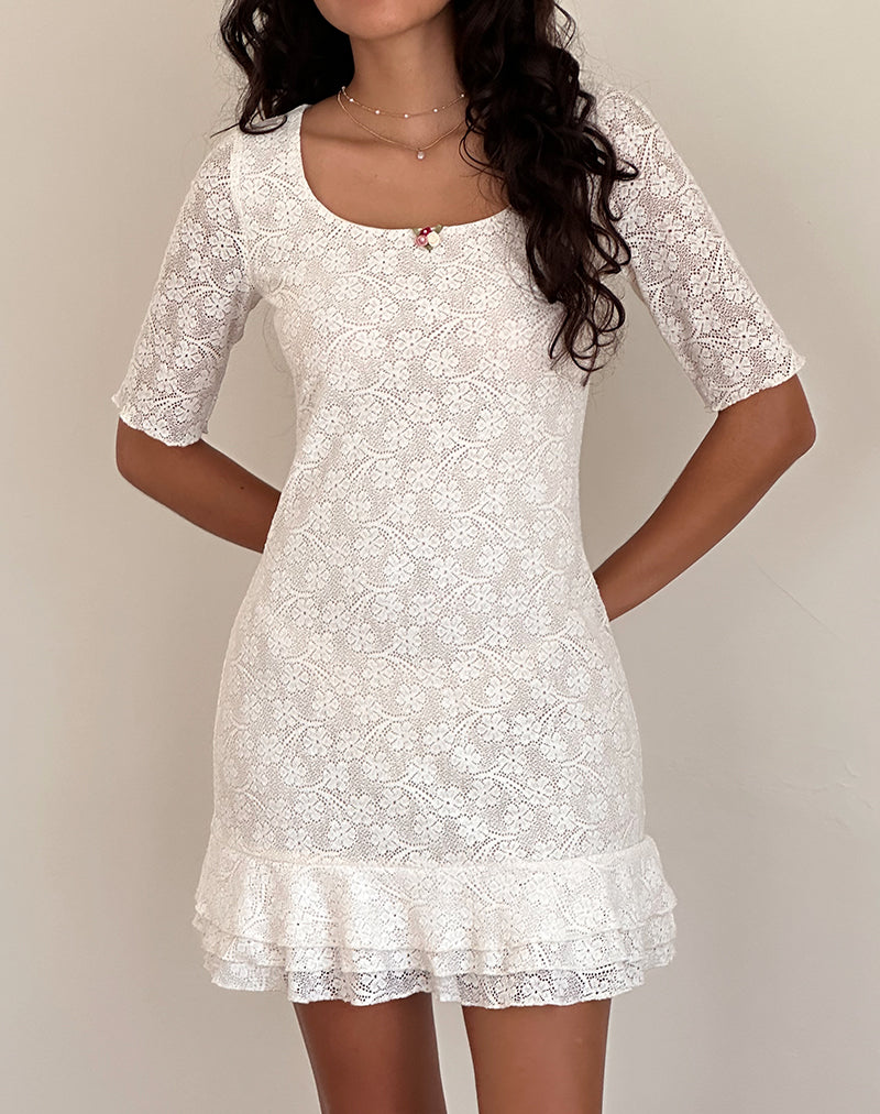 Image of Fredrika Mini Dress in Lace Ivory