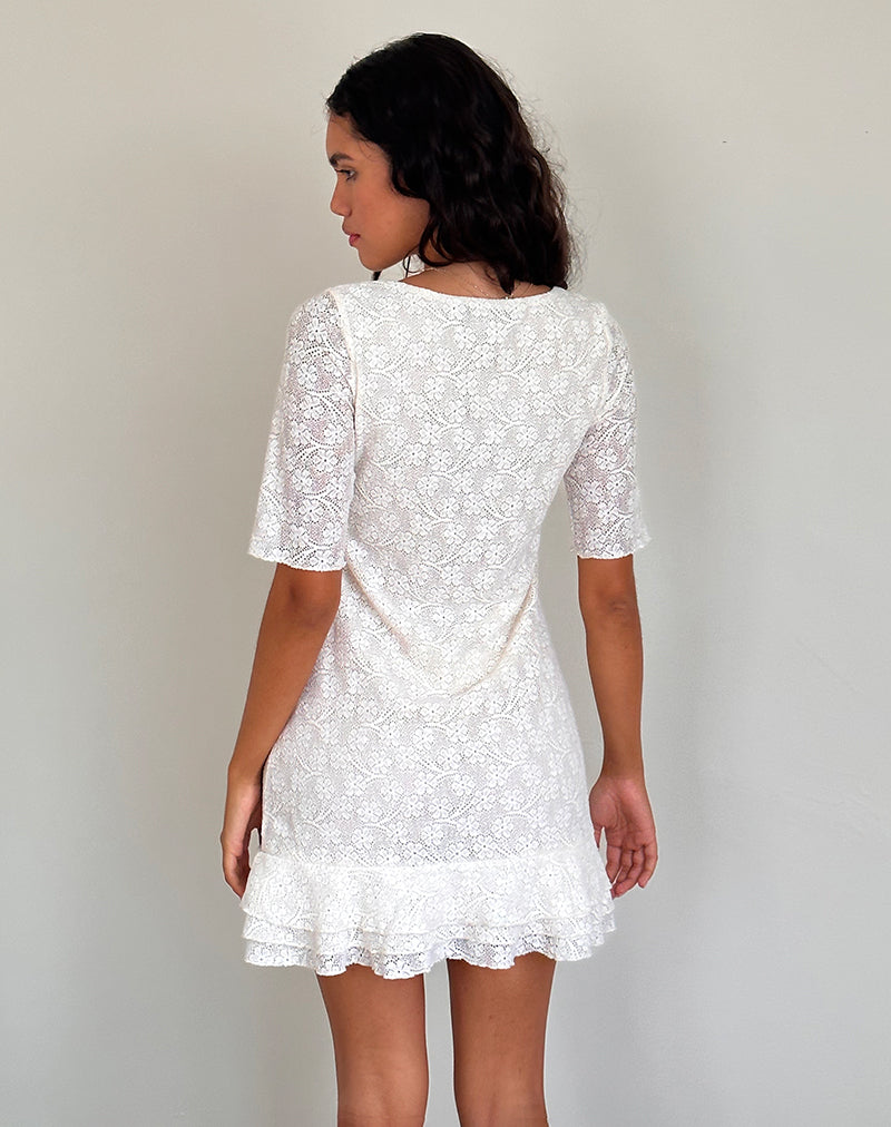 Image of Fredrika Mini Dress in Lace Ivory