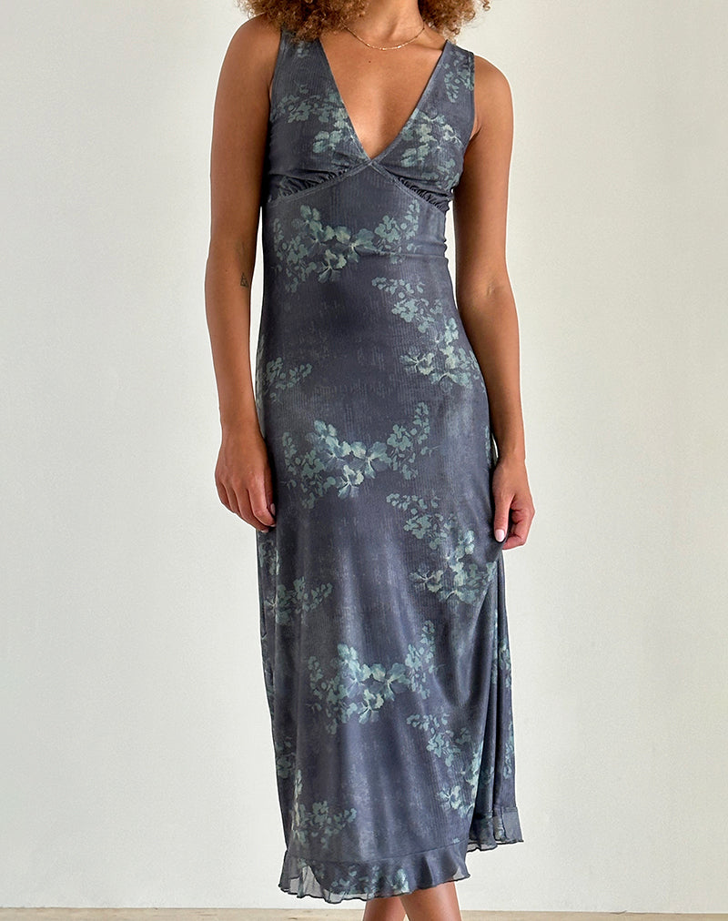 image of Gabriela Midi Dress in Faded Botanical Green