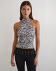 Image of Galile High Neck Top in Jersey Blurry Leopard Grey